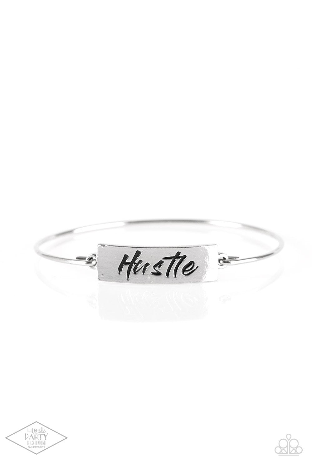 Hustle Hard Silver Bangle Bracelet - Paparazzi Accessories - lightbox -CarasShop.com - $5 Jewelry by Cara Jewels