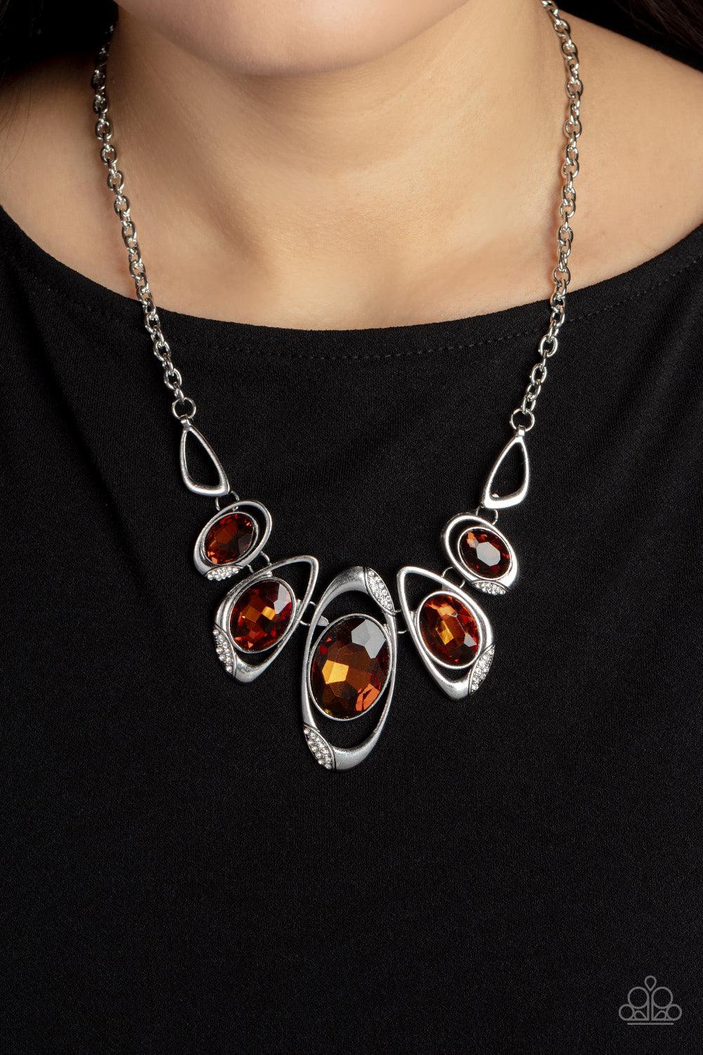 Hypnotic Twinkle Brown Rhinestone Necklace - Paparazzi Accessories- lightbox - CarasShop.com - $5 Jewelry by Cara Jewels