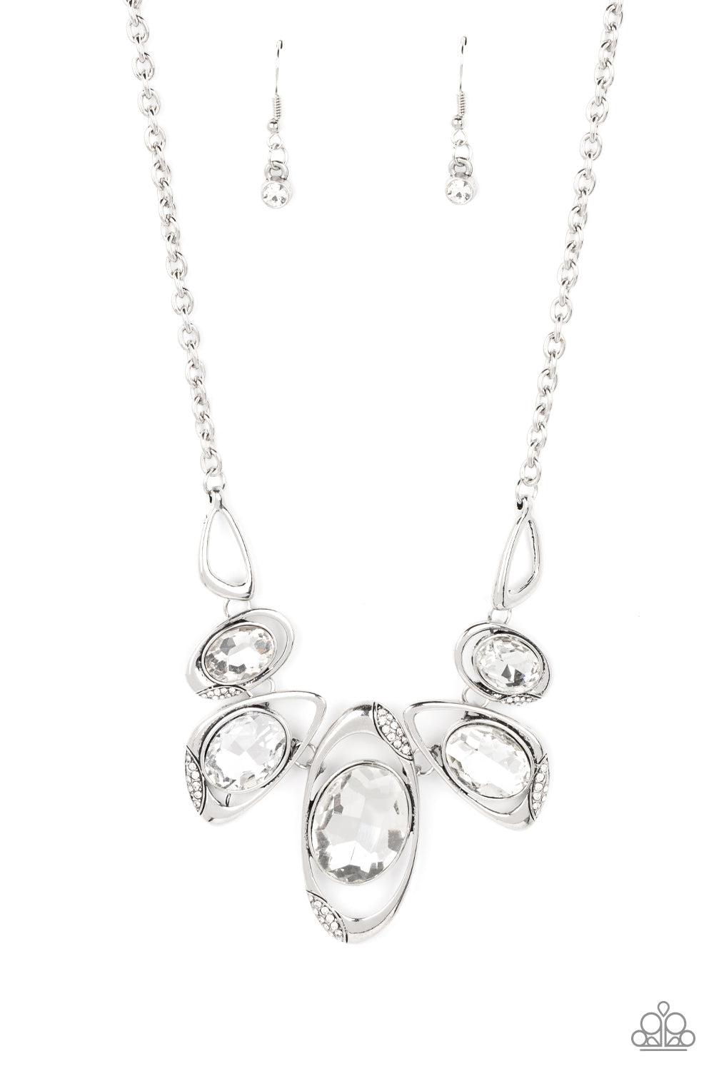 Hypnotic Twinkle White Rhinestone Necklace - Paparazzi Accessories- lightbox - CarasShop.com - $5 Jewelry by Cara Jewels