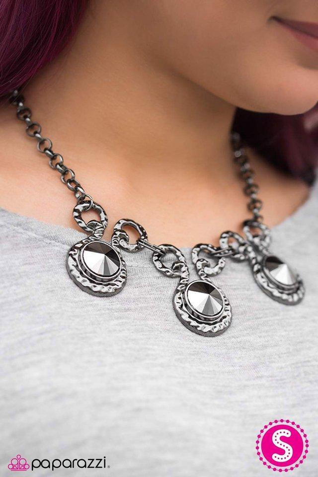 Hypnotized - Gunmetal and Hematite Necklace and matching Earrings - Paparazzi Accessories-CarasShop.com - $5 Jewelry by Cara Jewels