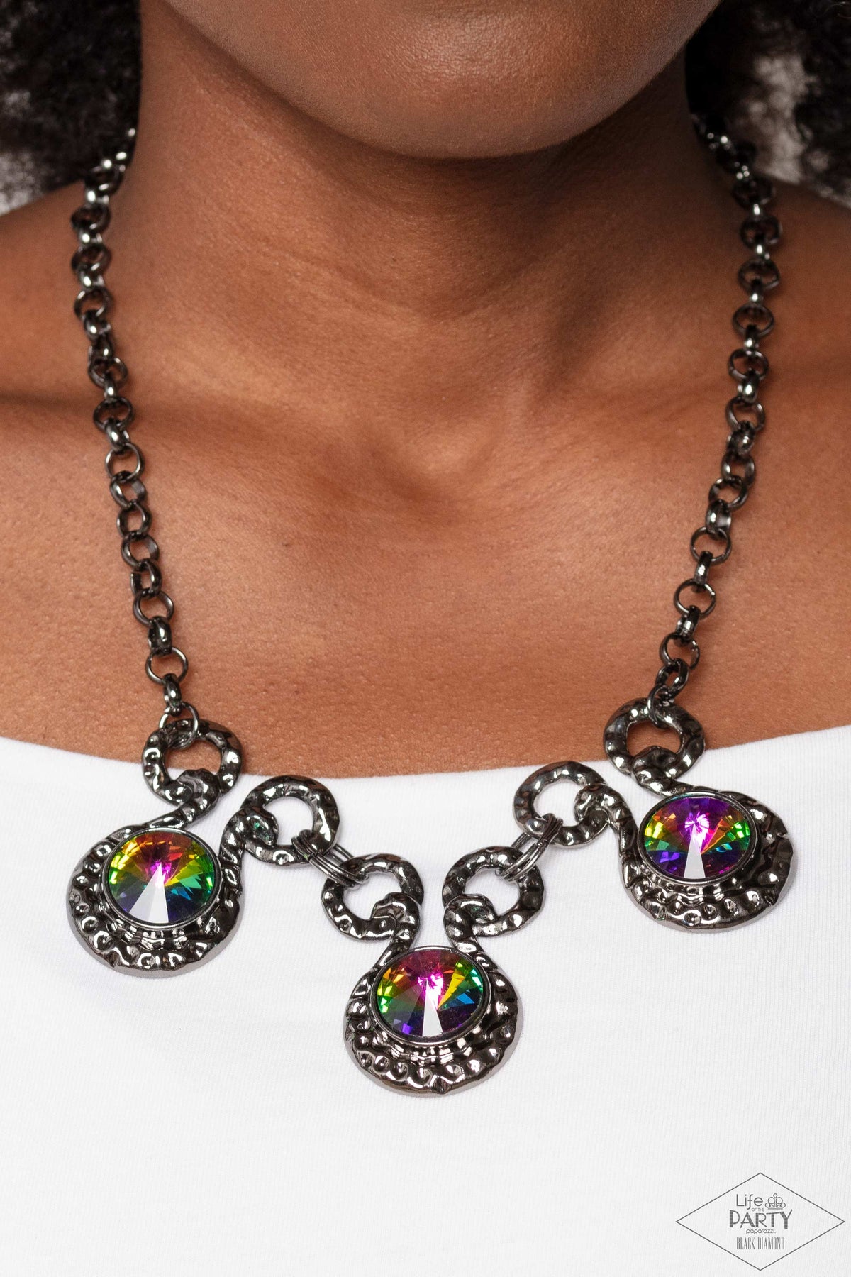 Hypnotized Multi Oil Spill Necklace - Paparazzi Accessories-on model - CarasShop.com - $5 Jewelry by Cara Jewels