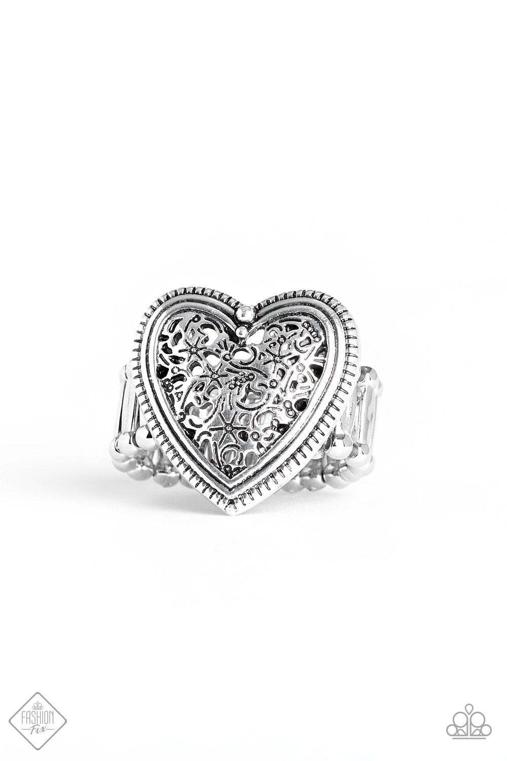 I Adore You Silver Heart Ring - Paparazzi Accessories-CarasShop.com - $5 Jewelry by Cara Jewels