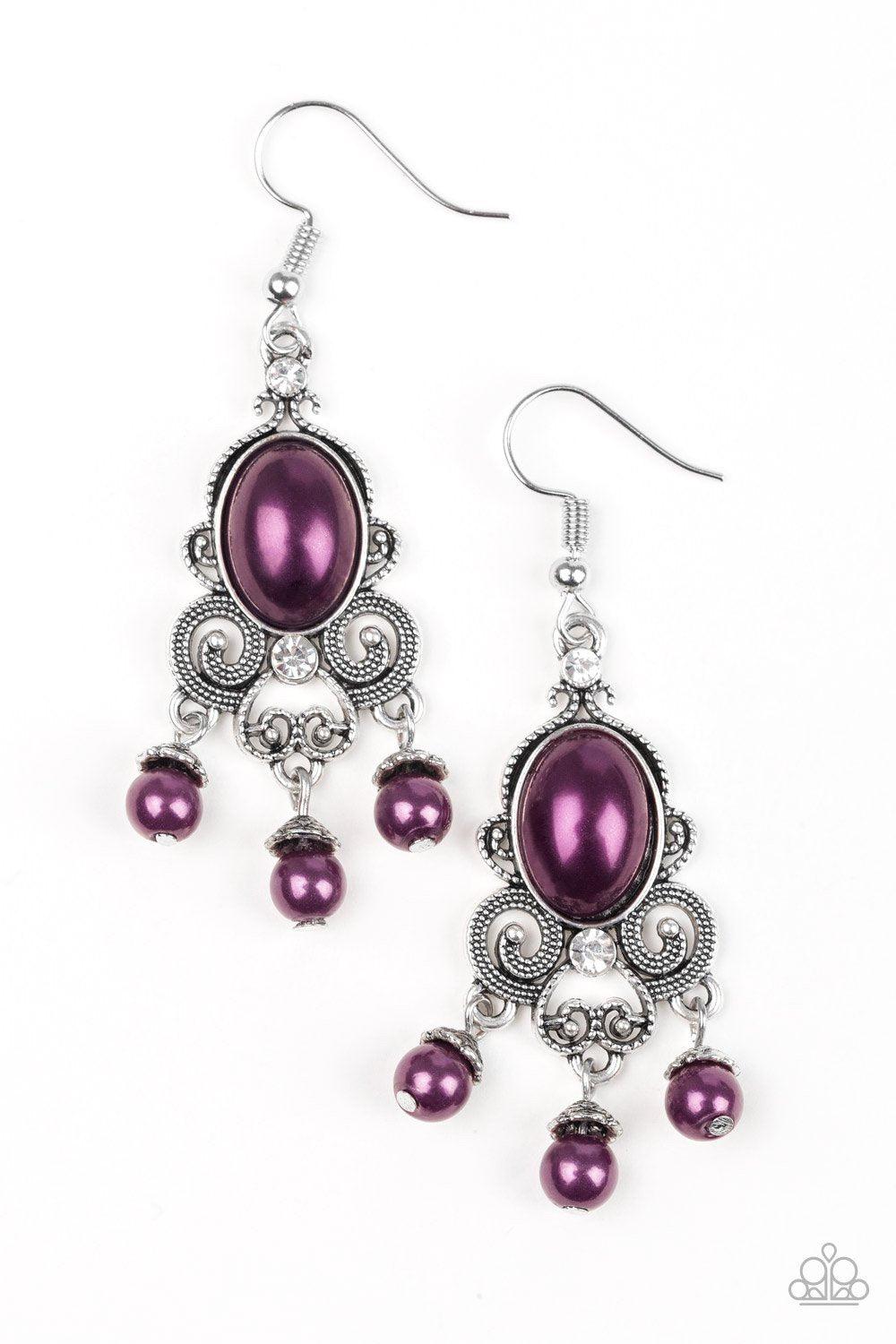 I Better Get Glowing Purple Earrings - Paparazzi Accessories-CarasShop.com - $5 Jewelry by Cara Jewels