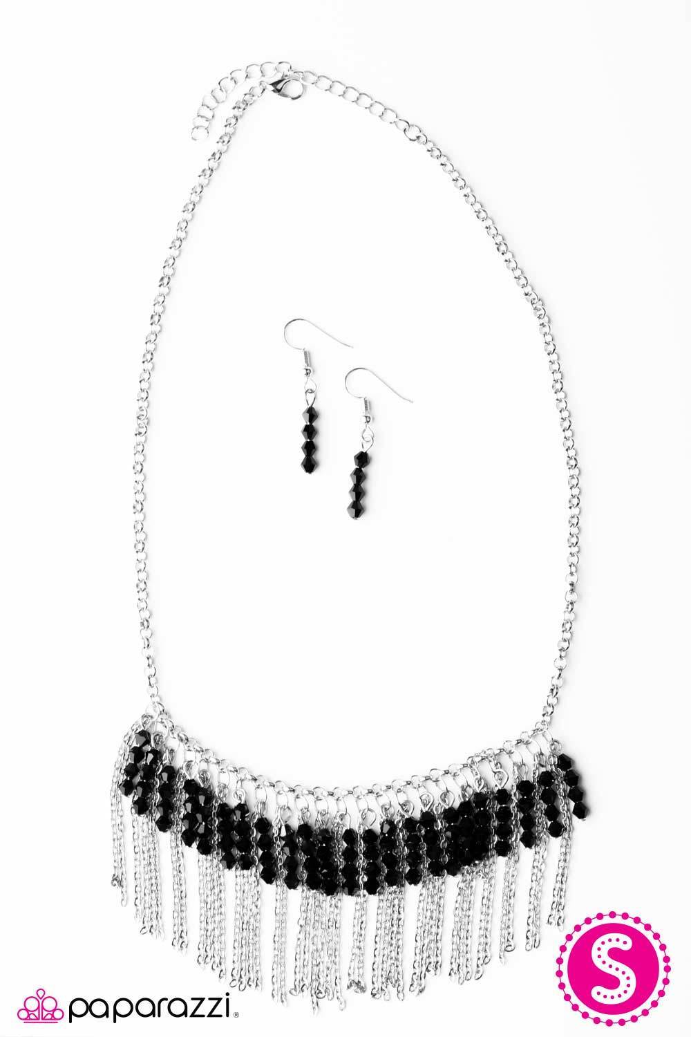 I Got It From My Mama Black and Silver Fringe Necklace - Paparazzi Accessories-CarasShop.com - $5 Jewelry by Cara Jewels