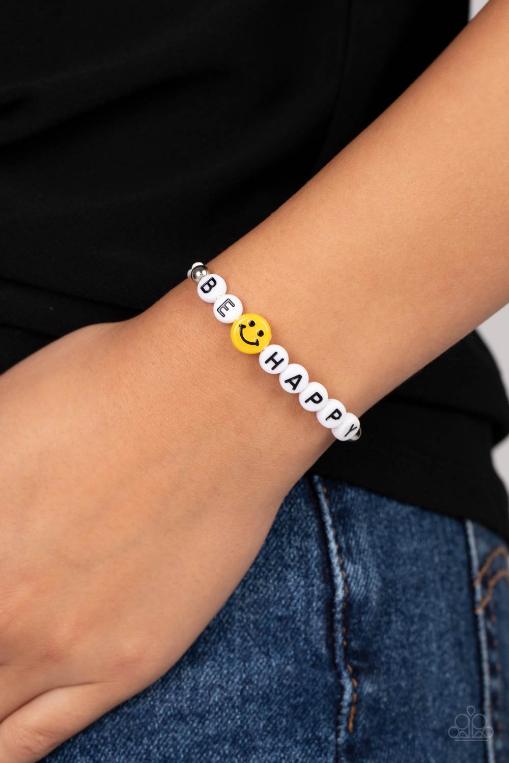 I Love Your Smile Silver Inspirational Bracelet - Paparazzi Accessories-on model - CarasShop.com - $5 Jewelry by Cara Jewels