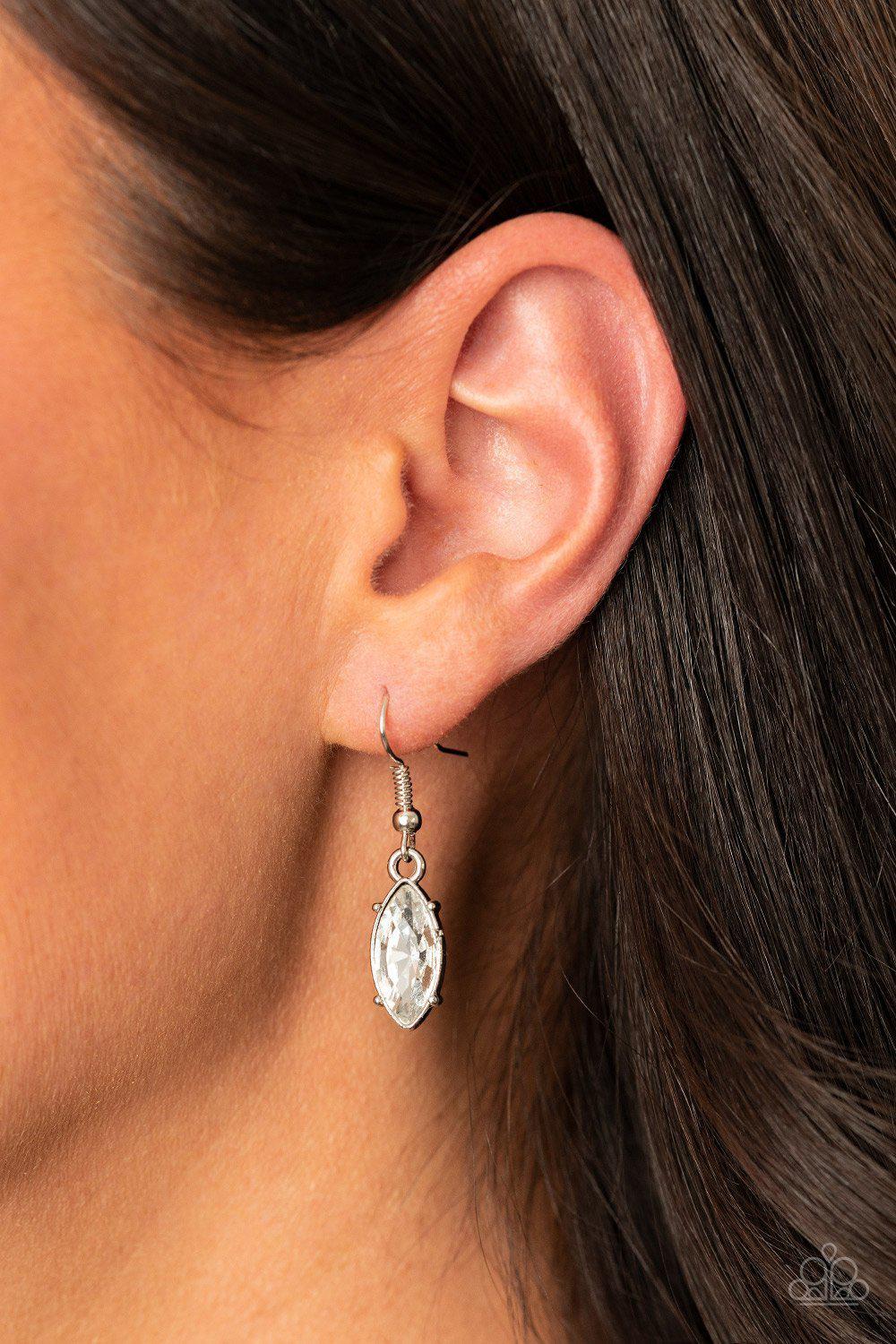 I Need Some HEIR White Rhinestone Necklace - Paparazzi Accessories-CarasShop.com - $5 Jewelry by Cara Jewels