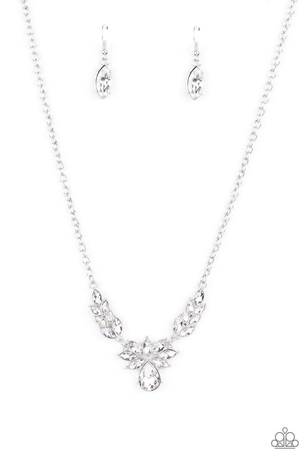 I Need Some HEIR White Rhinestone Necklace - Paparazzi Accessories-CarasShop.com - $5 Jewelry by Cara Jewels