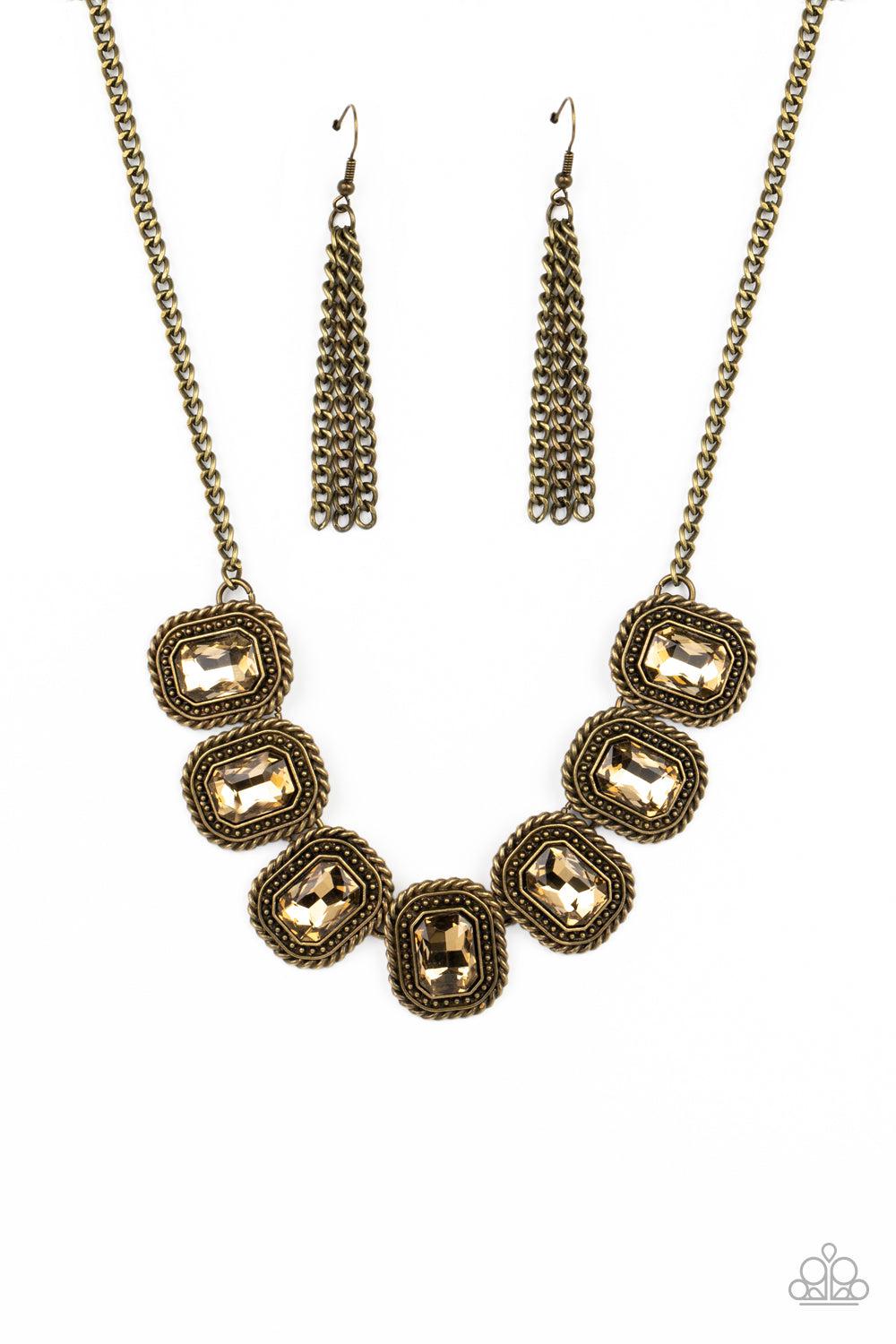 Iced Iron Brass Rhinestone Necklace - Paparazzi Accessories- lightbox - CarasShop.com - $5 Jewelry by Cara Jewels