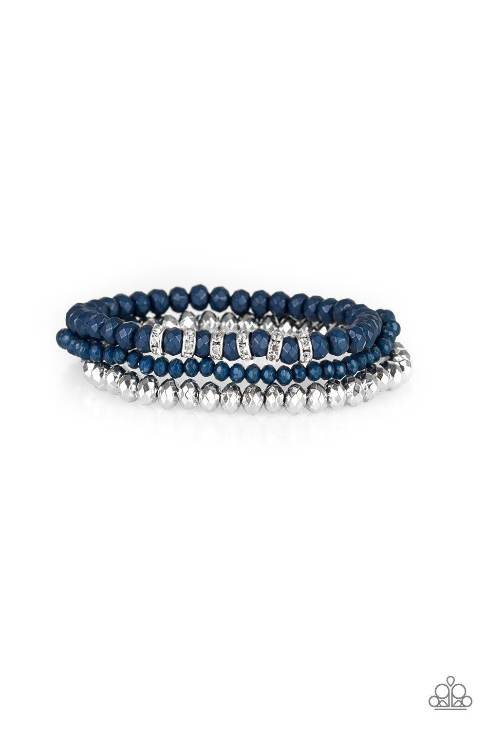 Ideal Idol Dark Blue and Silver Bracelet Set - Paparazzi Accessories-CarasShop.com - $5 Jewelry by Cara Jewels