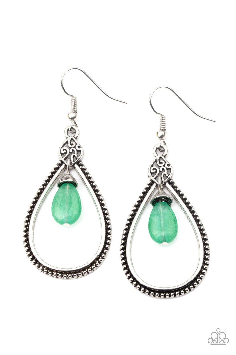 I&#39;ll Believe It ZEN I See It Green Earrings - Paparazzi Accessories- lightbox - CarasShop.com - $5 Jewelry by Cara Jewels