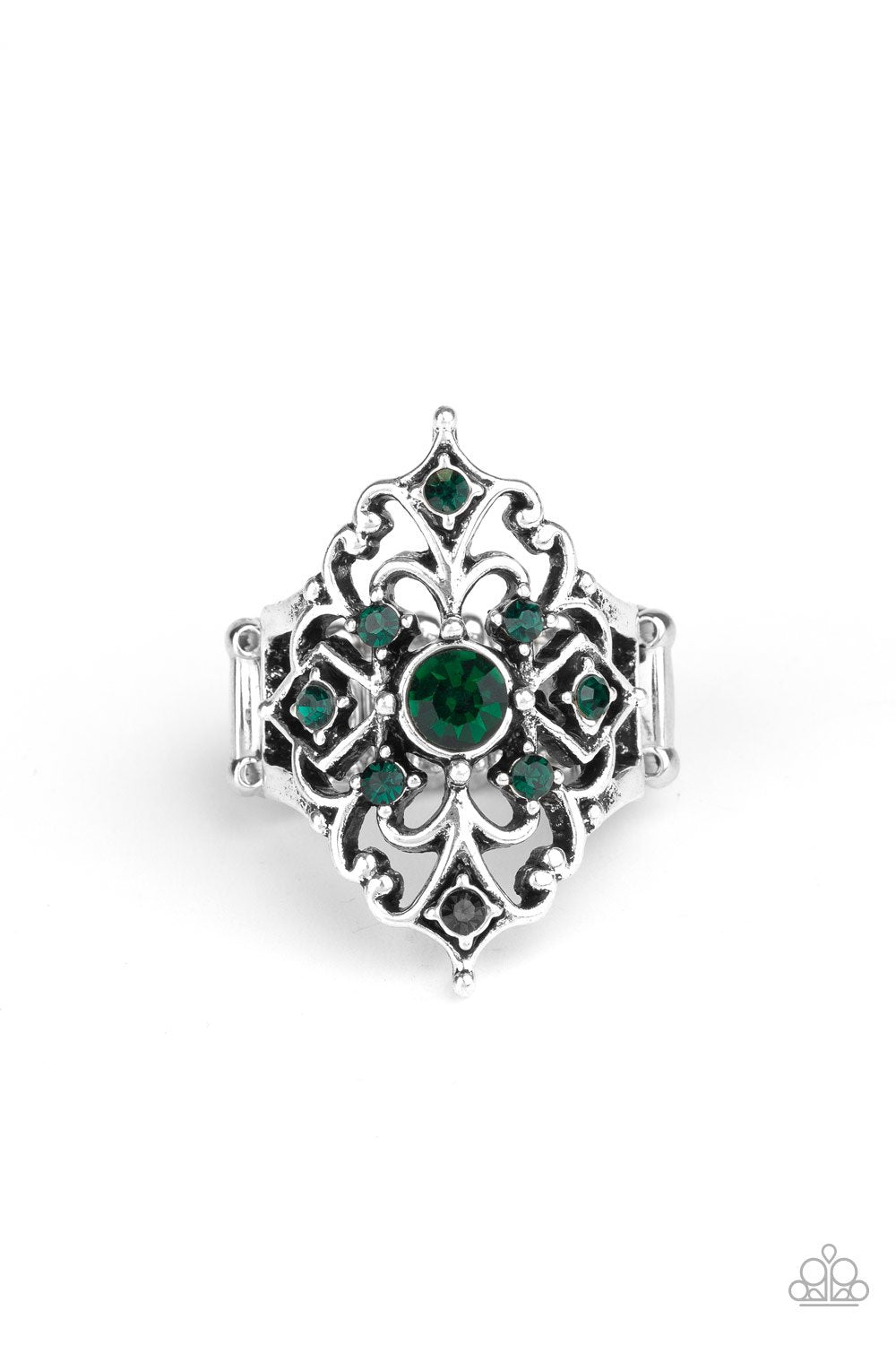 Imperial Iridescence Green Rhinestone Ring - Paparazzi Accessories-CarasShop.com - $5 Jewelry by Cara Jewels