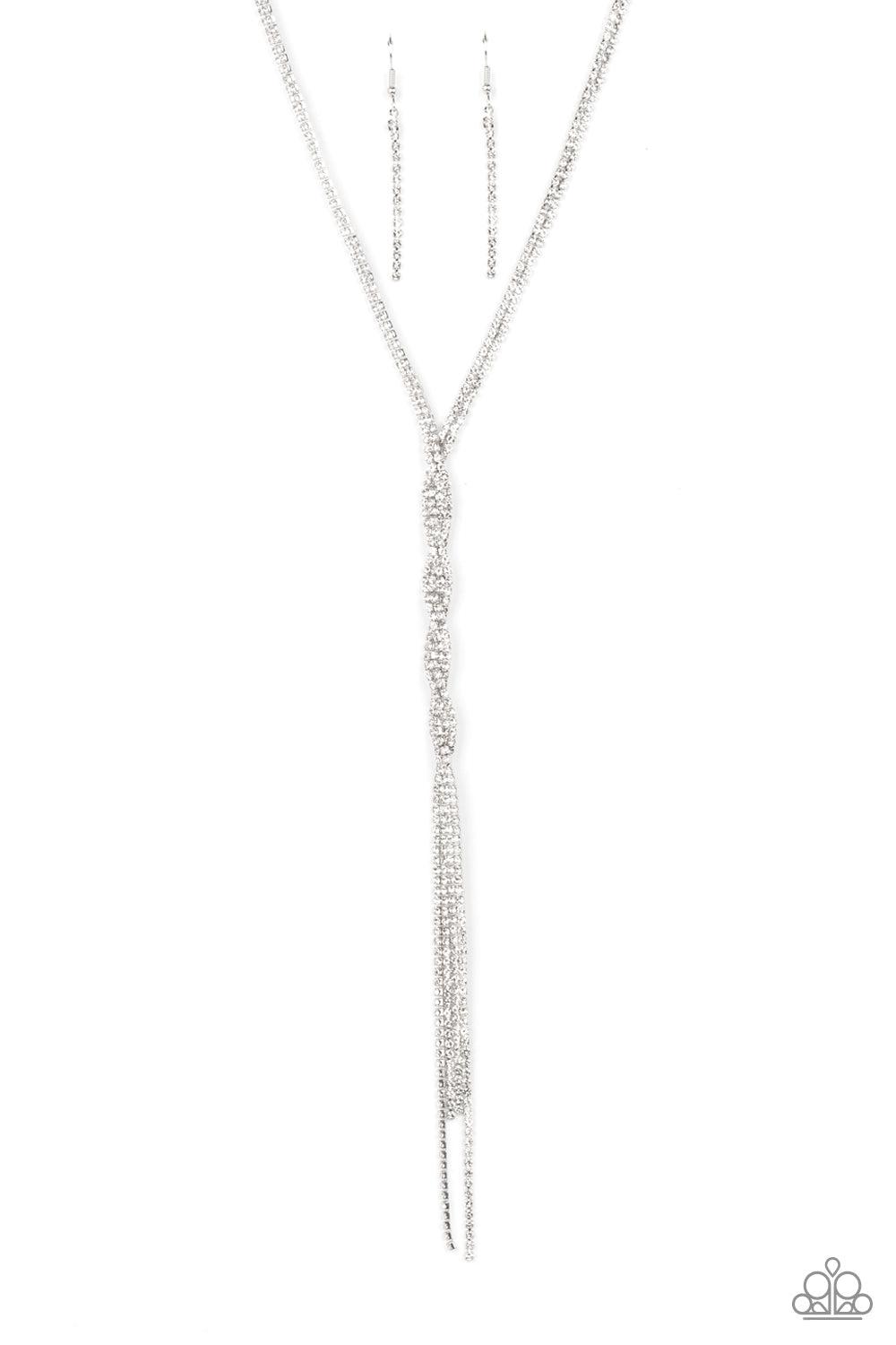 Impressively Icy White Necklace - Paparazzi Accessories- lightbox - CarasShop.com - $5 Jewelry by Cara Jewels