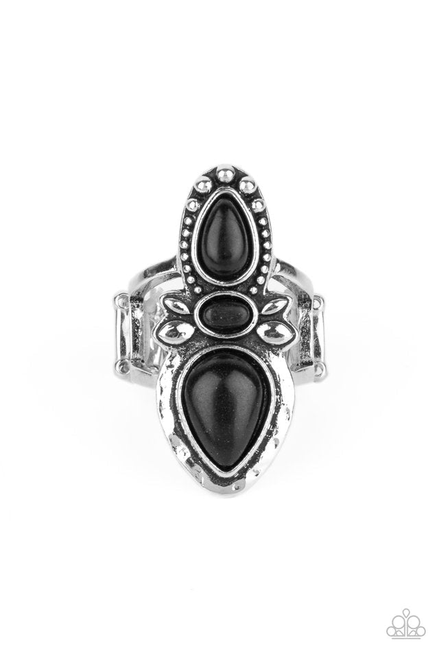 In A BADLANDS Mood Black Stone Ring - Paparazzi Accessories- lightbox - CarasShop.com - $5 Jewelry by Cara Jewels