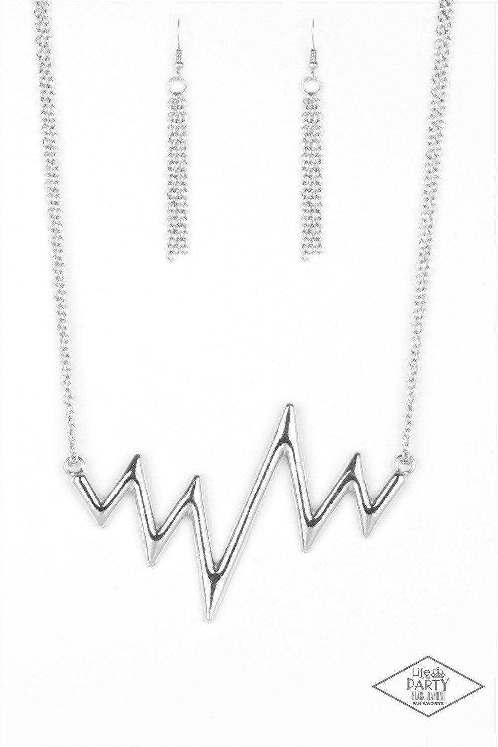 In A Heartbeat Silver Necklace - Paparazzi Accessories-CarasShop.com - $5 Jewelry by Cara Jewels
