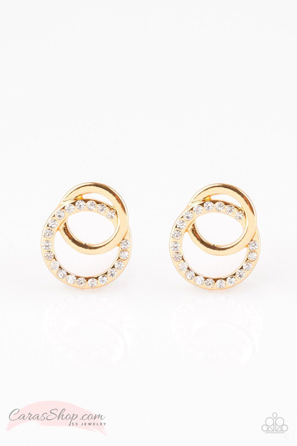 In Great Measure Gold Post Earrings - Paparazzi Accessories-CarasShop.com - $5 Jewelry by Cara Jewels