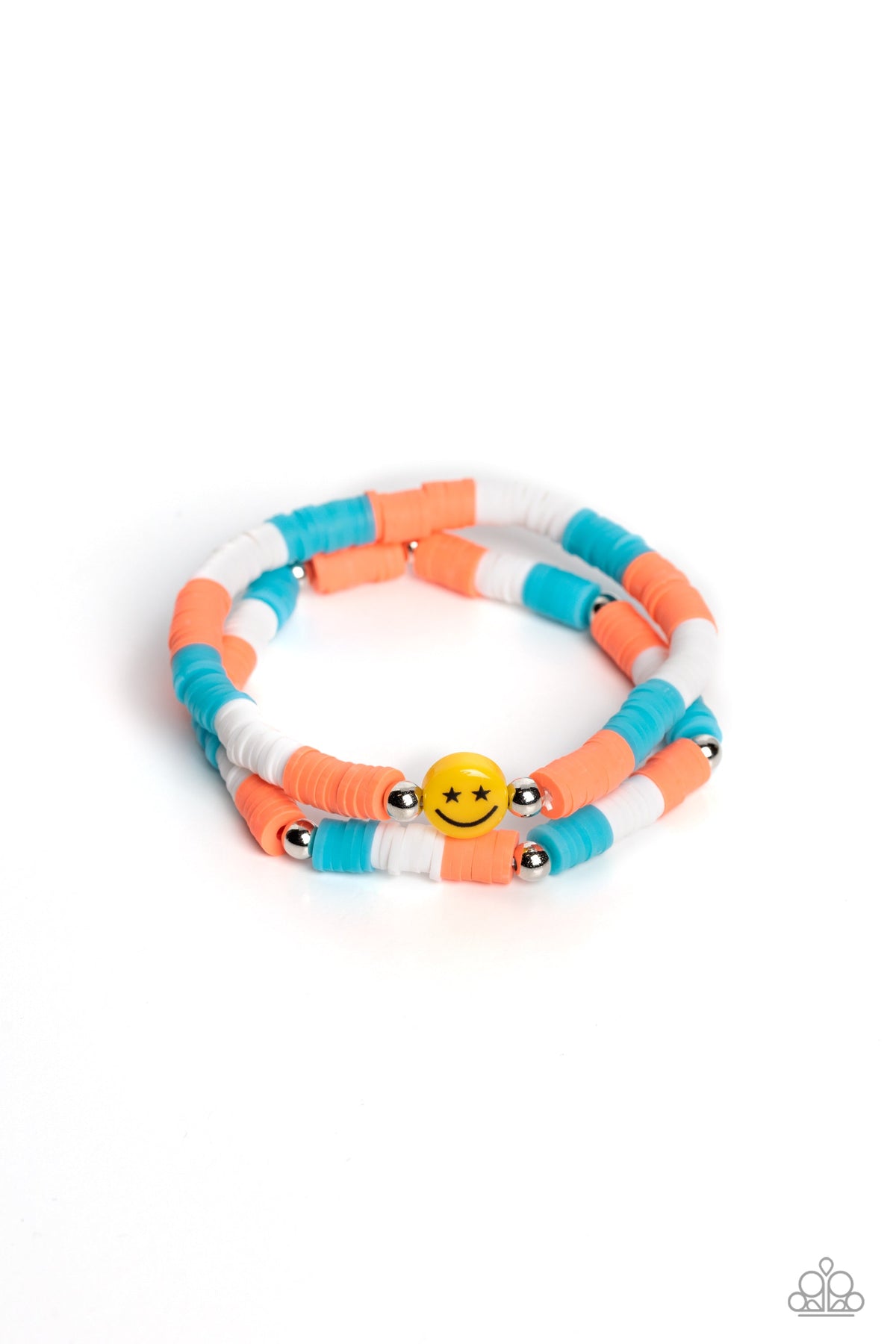 In SMILE Coral Orange Bracelet - Paparazzi Accessories- lightbox - CarasShop.com - $5 Jewelry by Cara Jewels