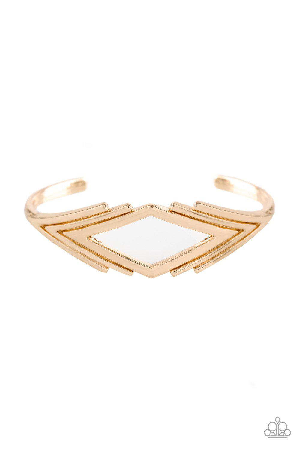 In Total De-NILE Gold Cuff Bracelet - Paparazzi Accessories-CarasShop.com - $5 Jewelry by Cara Jewels