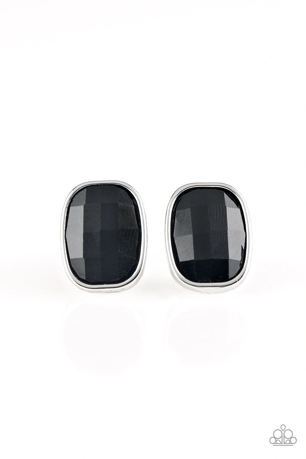 Incredibly Iconic Black Post Earrings - Paparazzi Accessories - lightbox -CarasShop.com - $5 Jewelry by Cara Jewels
