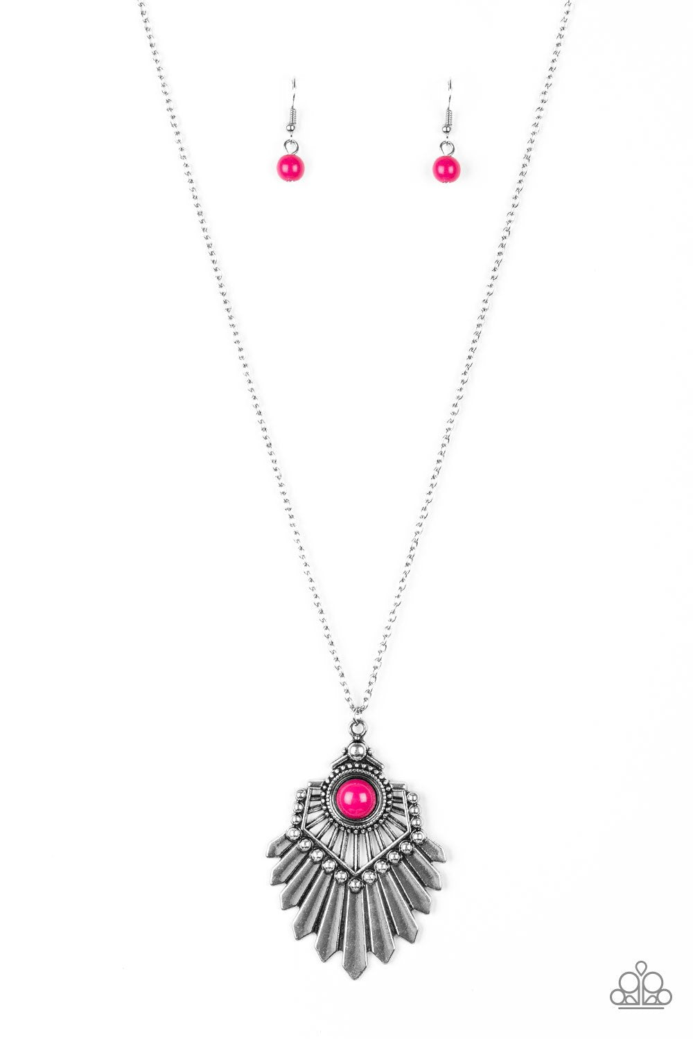 Inde-Pendant Idol Pink Necklace - Paparazzi Accessories-CarasShop.com - $5 Jewelry by Cara Jewels