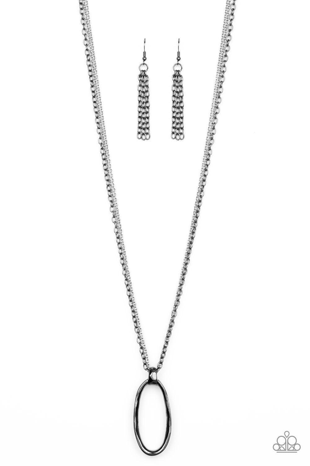 Industrial Confidence Gunmetal and Silver Necklace - Paparazzi Accessories-CarasShop.com - $5 Jewelry by Cara Jewels