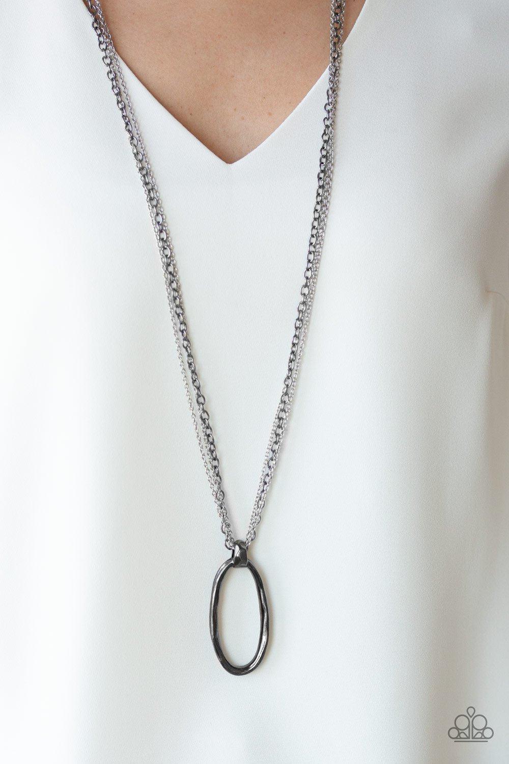 Industrial Confidence Gunmetal and Silver Necklace - Paparazzi Accessories-CarasShop.com - $5 Jewelry by Cara Jewels