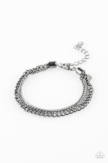 Industrial Icon Gunmetal Black and Silver Chain Bracelet - Paparazzi Accessories - lightbox -CarasShop.com - $5 Jewelry by Cara Jewels