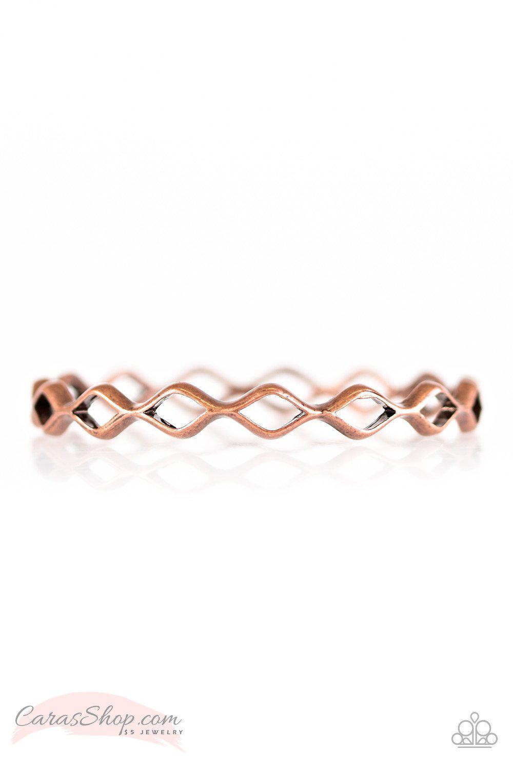 Industrial Movement Copper Bangle Bracelet - Paparazzi Accessories-CarasShop.com - $5 Jewelry by Cara Jewels