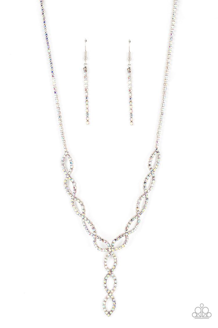 Infinitely Icy Multi Iridescent Rhinestone Necklace - Paparazzi Accessories- lightbox - CarasShop.com - $5 Jewelry by Cara Jewels