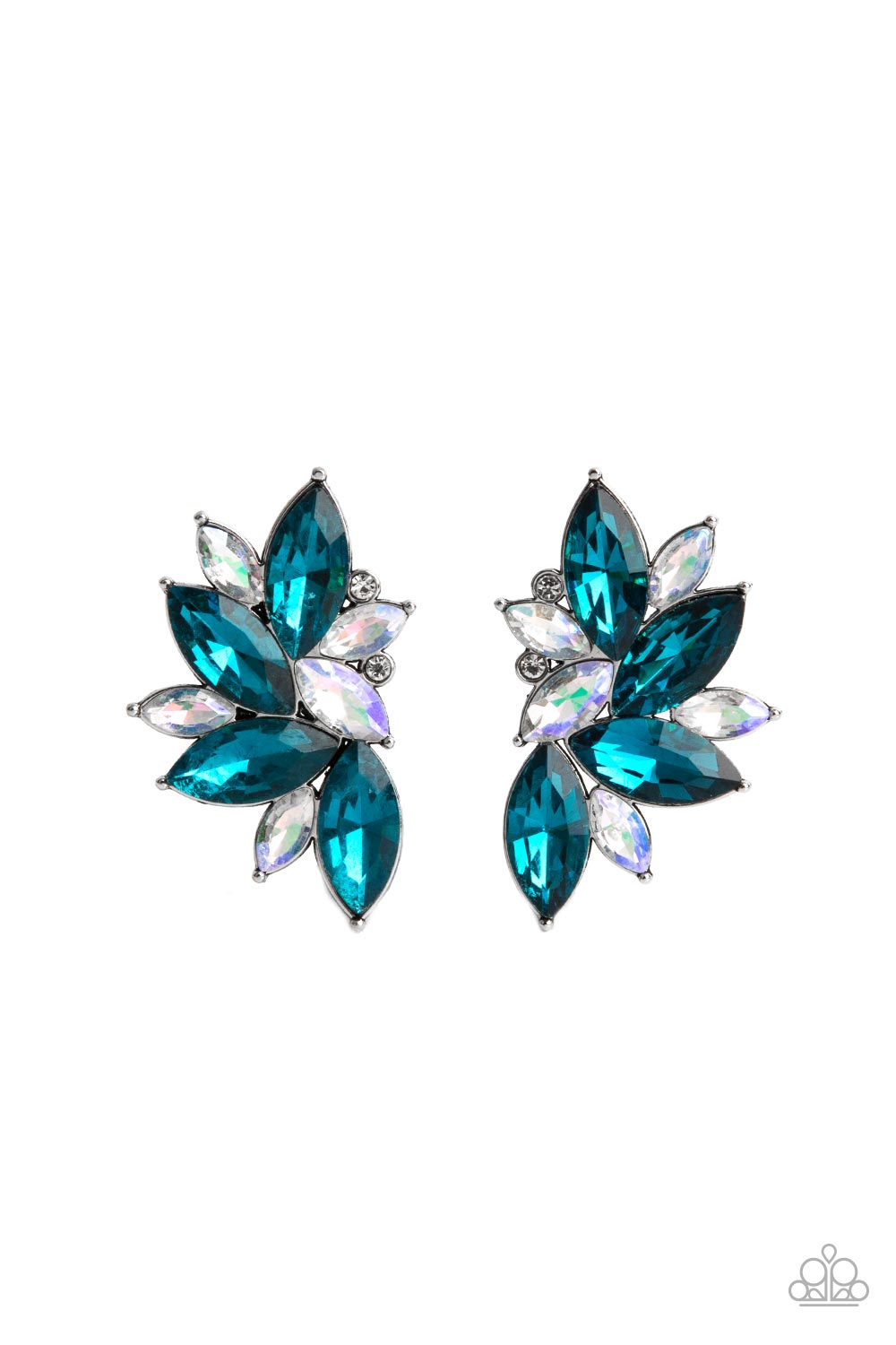 Instant Iridescence Blue Rhinestone Post Earrings - Paparazzi Accessories- lightbox - CarasShop.com - $5 Jewelry by Cara Jewels