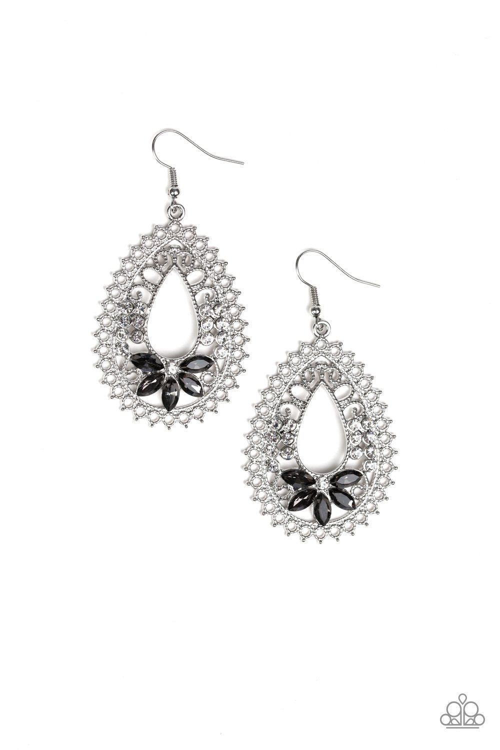 Instant REFLECT Silver Rhinestone Earrings - Paparazzi Accessories-CarasShop.com - $5 Jewelry by Cara Jewels
