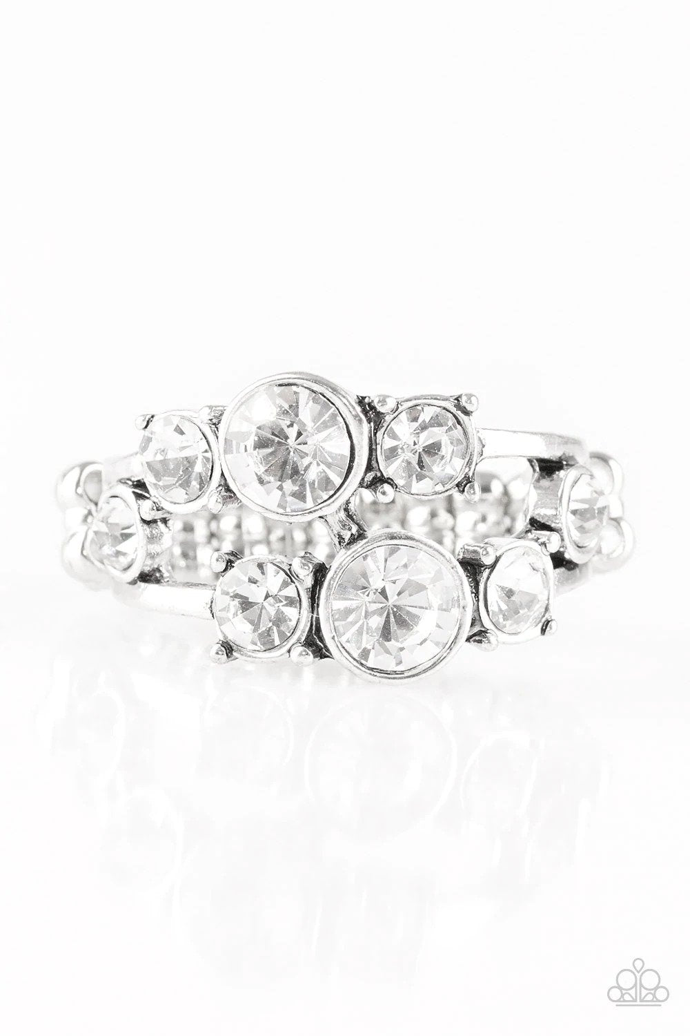 Interstellar Fashion White Ring - Paparazzi Accessories- lightbox - CarasShop.com - $5 Jewelry by Cara Jewels
