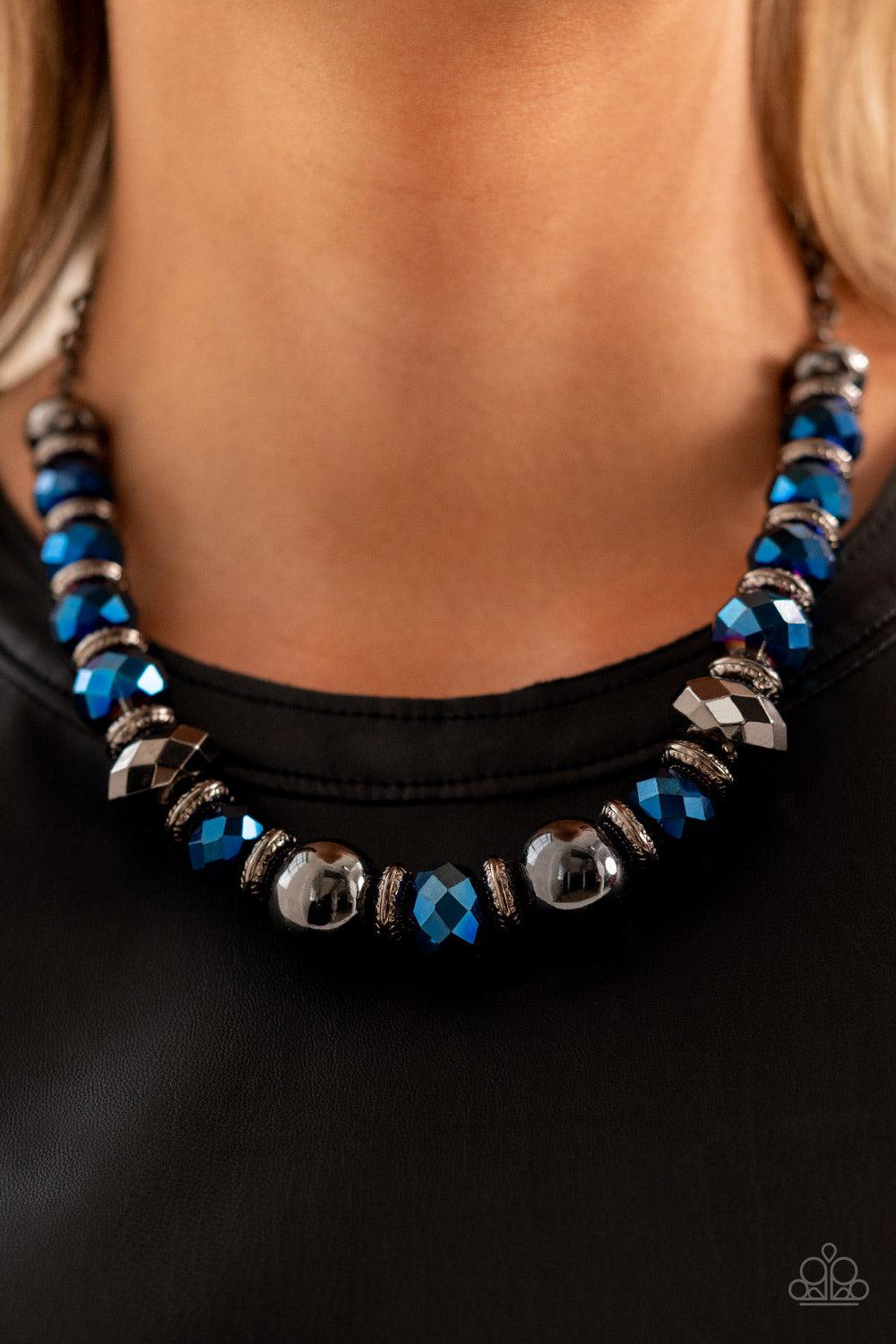 Interstellar Influencer Blue Necklace - Paparazzi Accessories-on model - CarasShop.com - $5 Jewelry by Cara Jewels