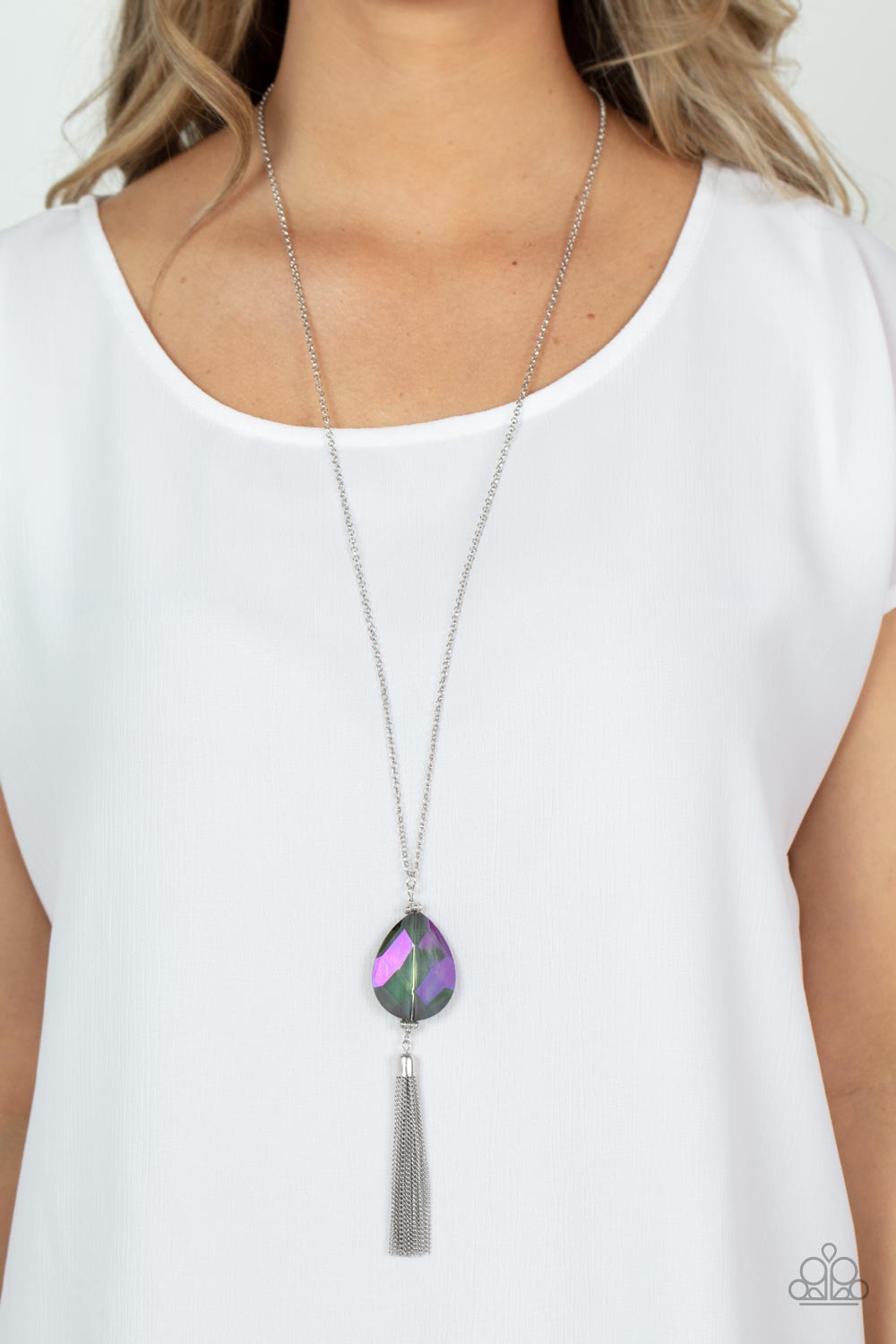 Interstellar Solstice Purple UV Shimmer Necklace - Paparazzi Accessories- lightbox - CarasShop.com - $5 Jewelry by Cara Jewels