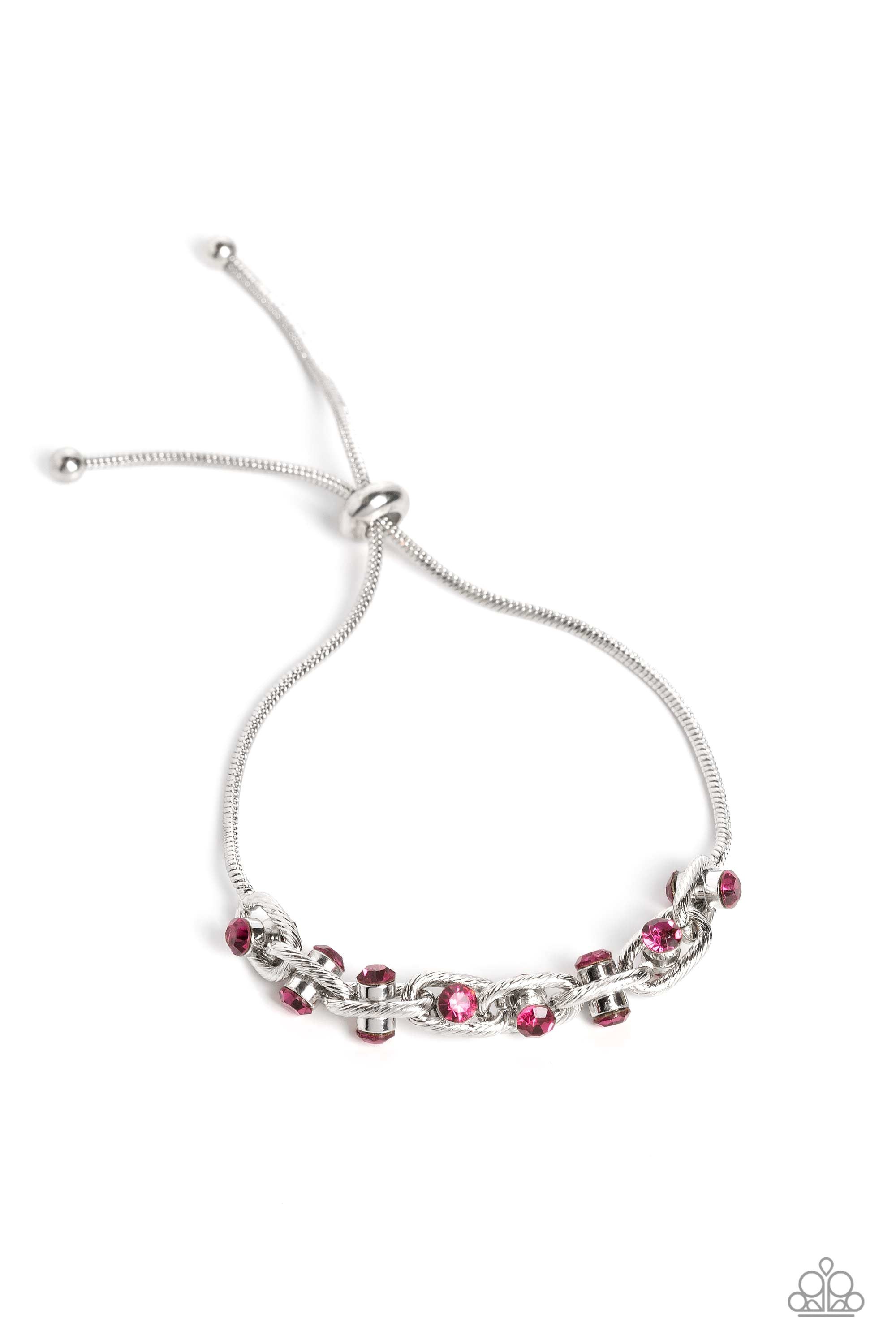 Intertwined Illusion Pink Rhinestone Slide Bracelet - Paparazzi Accessories- lightbox - CarasShop.com - $5 Jewelry by Cara Jewels