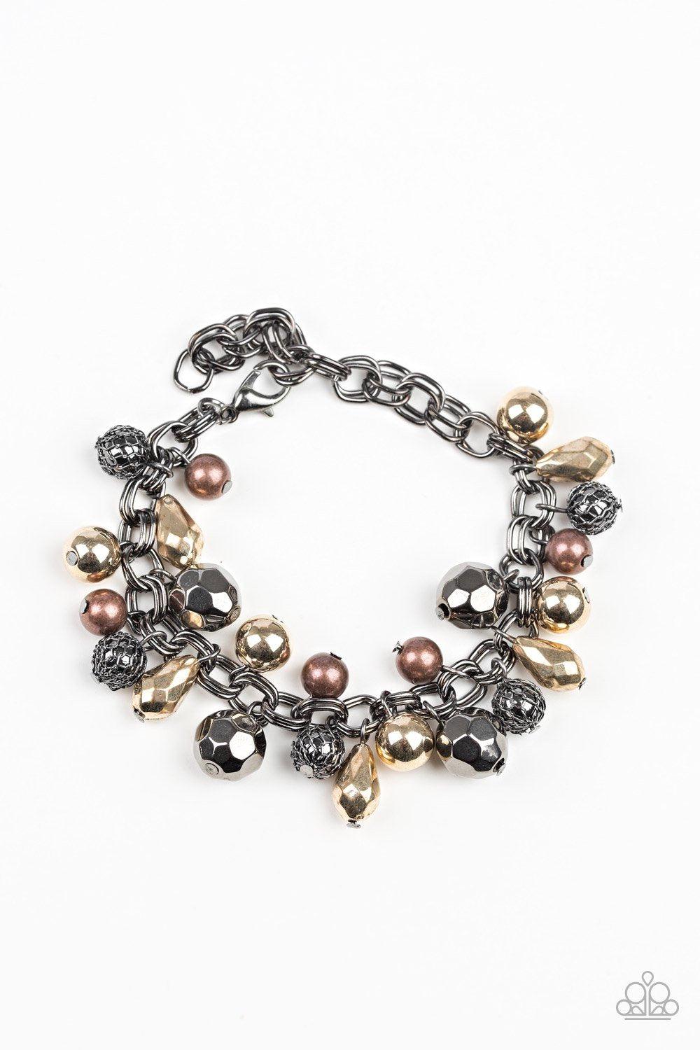 Invest In This Black, Copper, Gold and Gunmetal Bracelet - Paparazzi Accessories-CarasShop.com - $5 Jewelry by Cara Jewels