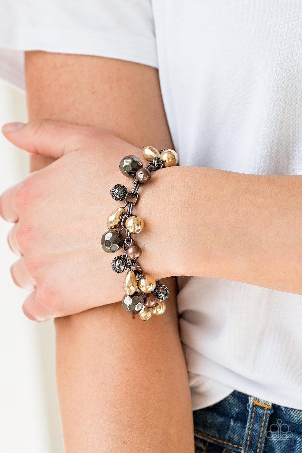 Invest In This Black, Copper, Gold and Gunmetal Bracelet - Paparazzi Accessories-CarasShop.com - $5 Jewelry by Cara Jewels