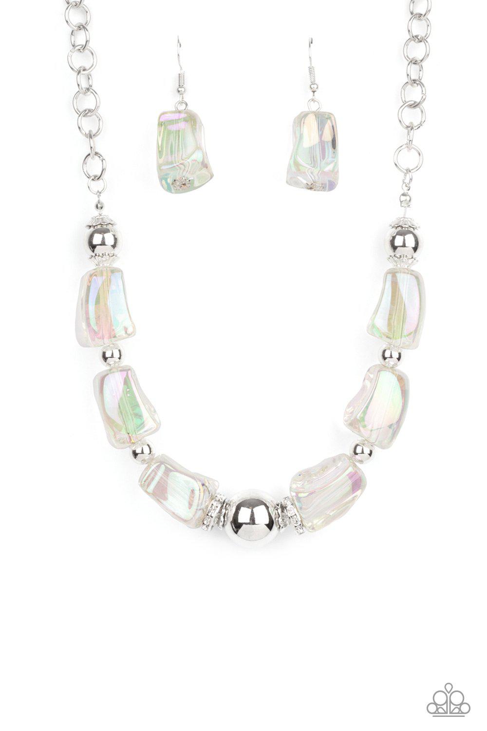 Iridescently Ice Queen Multi Iridescent Bead Necklace - Paparazzi Accessories- lightbox - CarasShop.com - $5 Jewelry by Cara Jewels