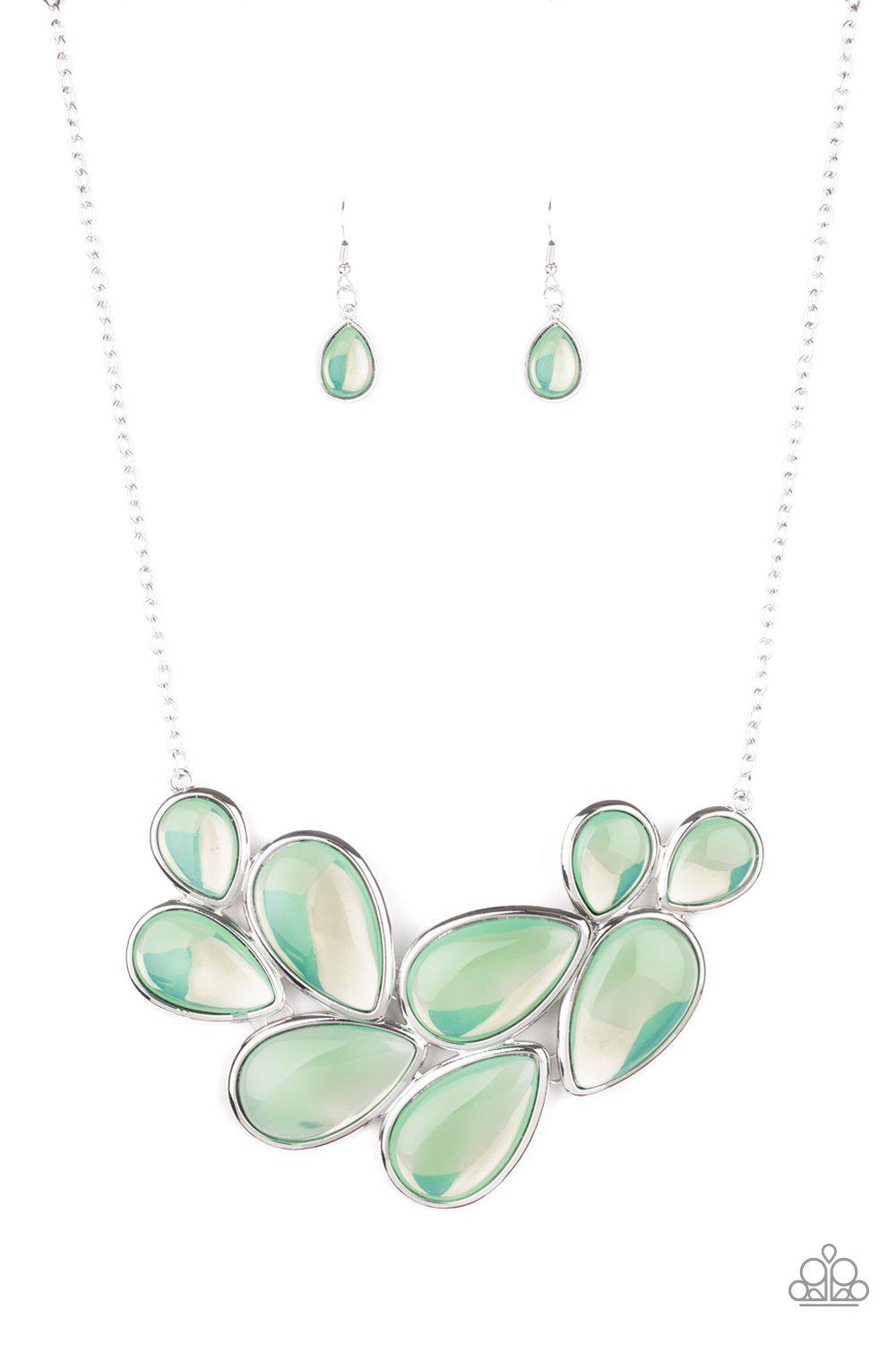Iridescently Irresistible Green Necklace - Paparazzi Accessories - lightbox -CarasShop.com - $5 Jewelry by Cara Jewels