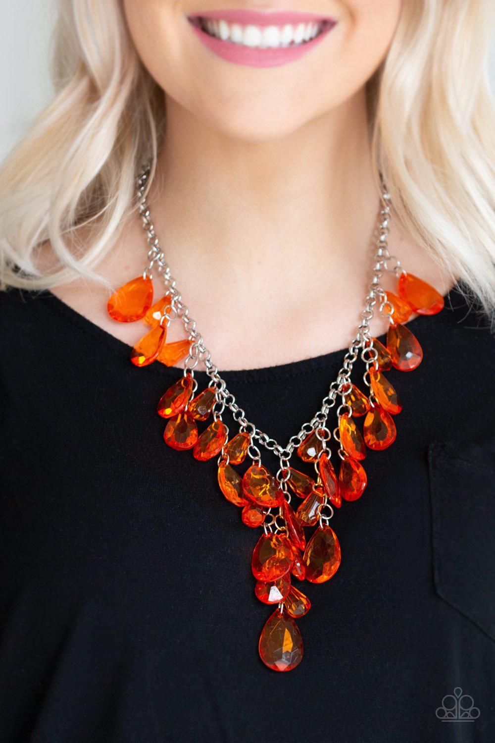 Irresistable Iridescence Orange Necklace - Paparazzi Accessories-CarasShop.com - $5 Jewelry by Cara Jewels