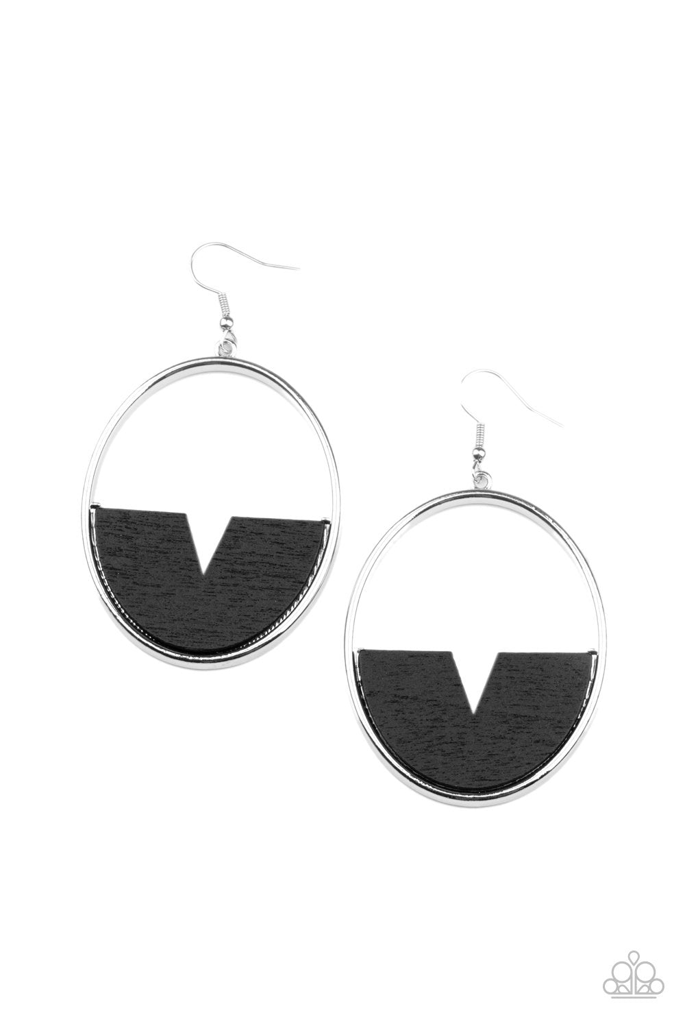 Island Breeze Black Wood and Silver Earrings - Paparazzi Accessories- lightbox - CarasShop.com - $5 Jewelry by Cara Jewels