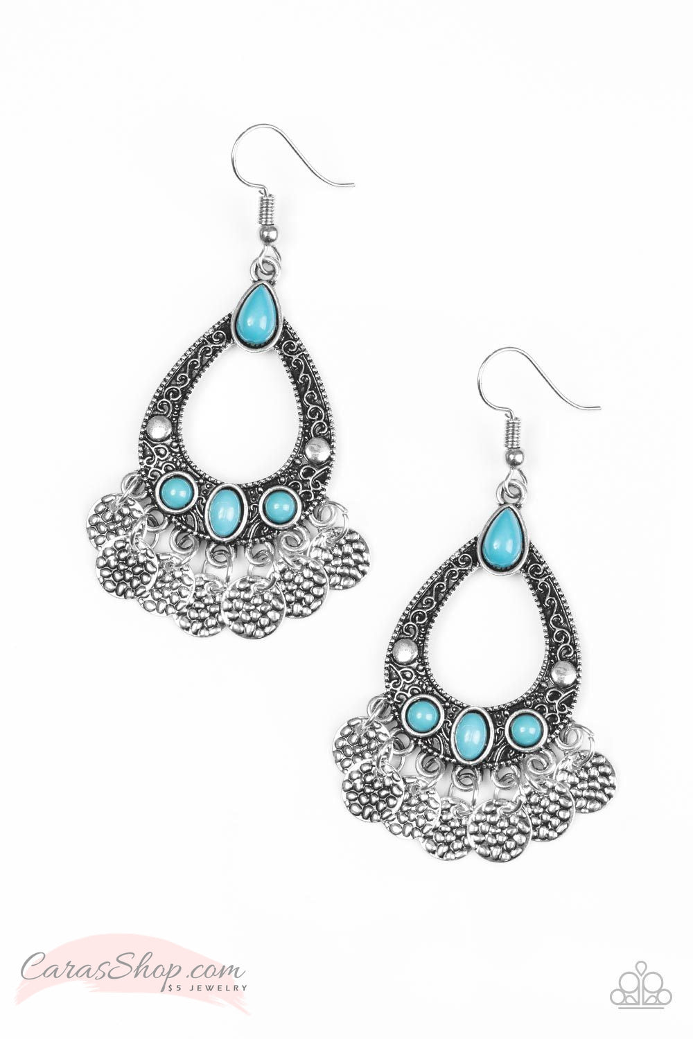 Island Escapade - Blue Earrings - Paparazzi Accessories-CarasShop.com - $5 Jewelry by Cara Jewels