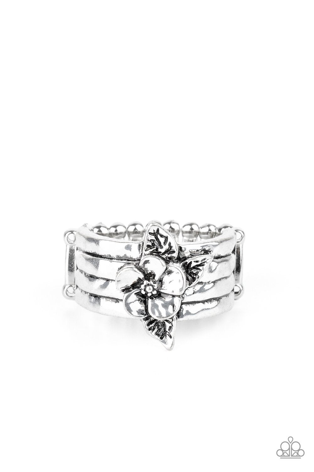 Island Icon Silver Flower Ring - Paparazzi Accessories- lightbox - CarasShop.com - $5 Jewelry by Cara Jewels