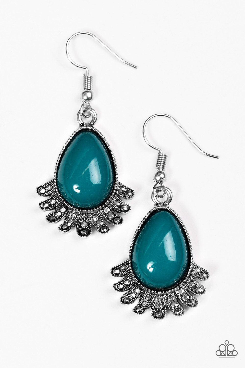 Island Inspiration Blue Earrings - Paparazzi Accessories-CarasShop.com - $5 Jewelry by Cara Jewels