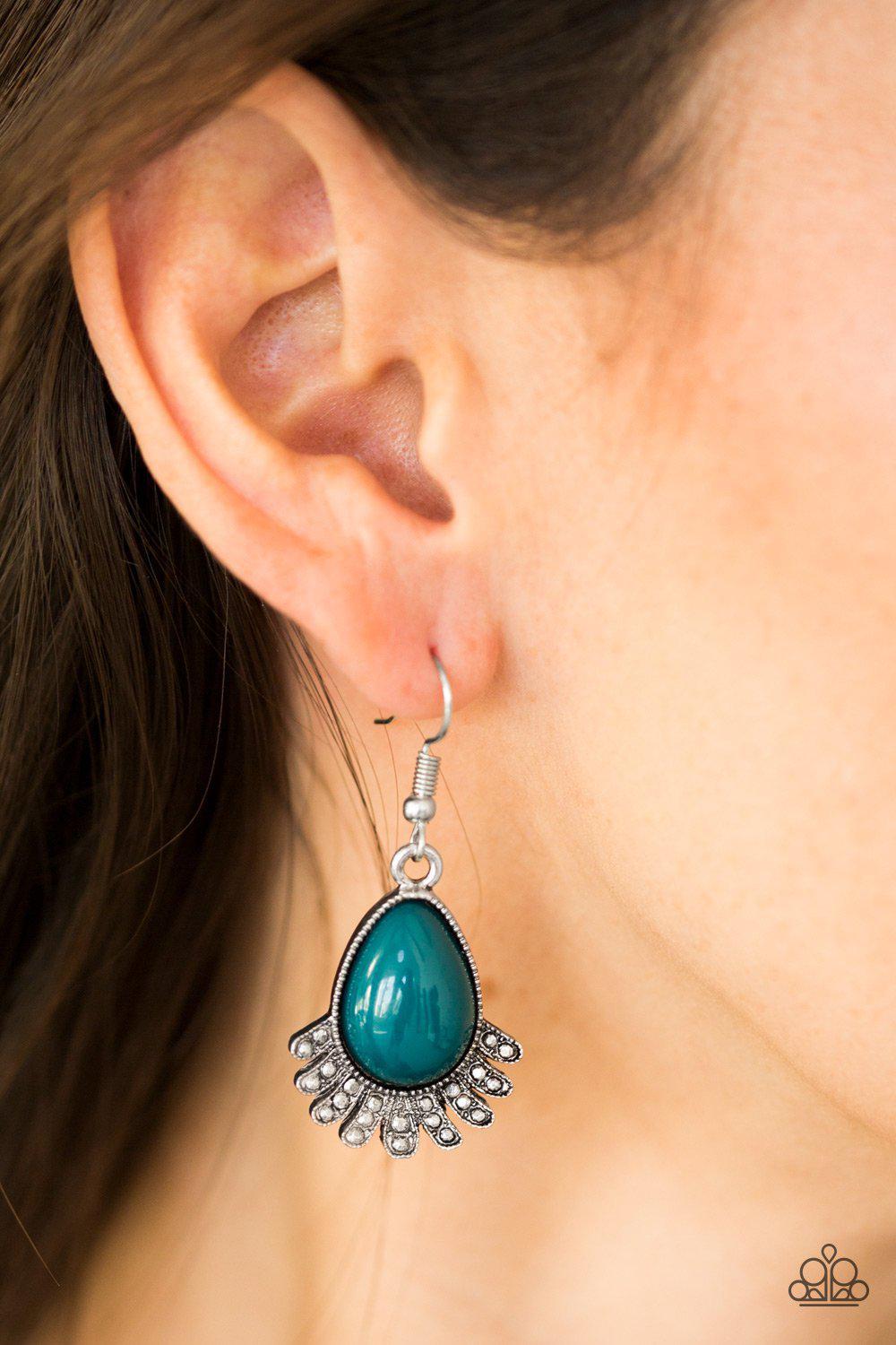 Island Inspiration Blue Earrings - Paparazzi Accessories-CarasShop.com - $5 Jewelry by Cara Jewels
