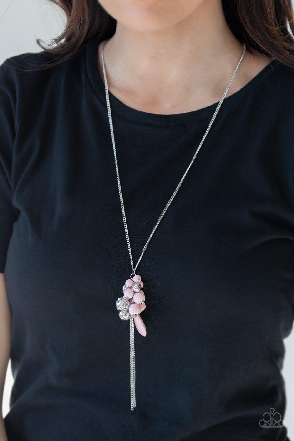 It&#39;s a Celebration Pale Pink Tassel Necklace - Paparazzi Accessories - model -CarasShop.com - $5 Jewelry by Cara Jewels