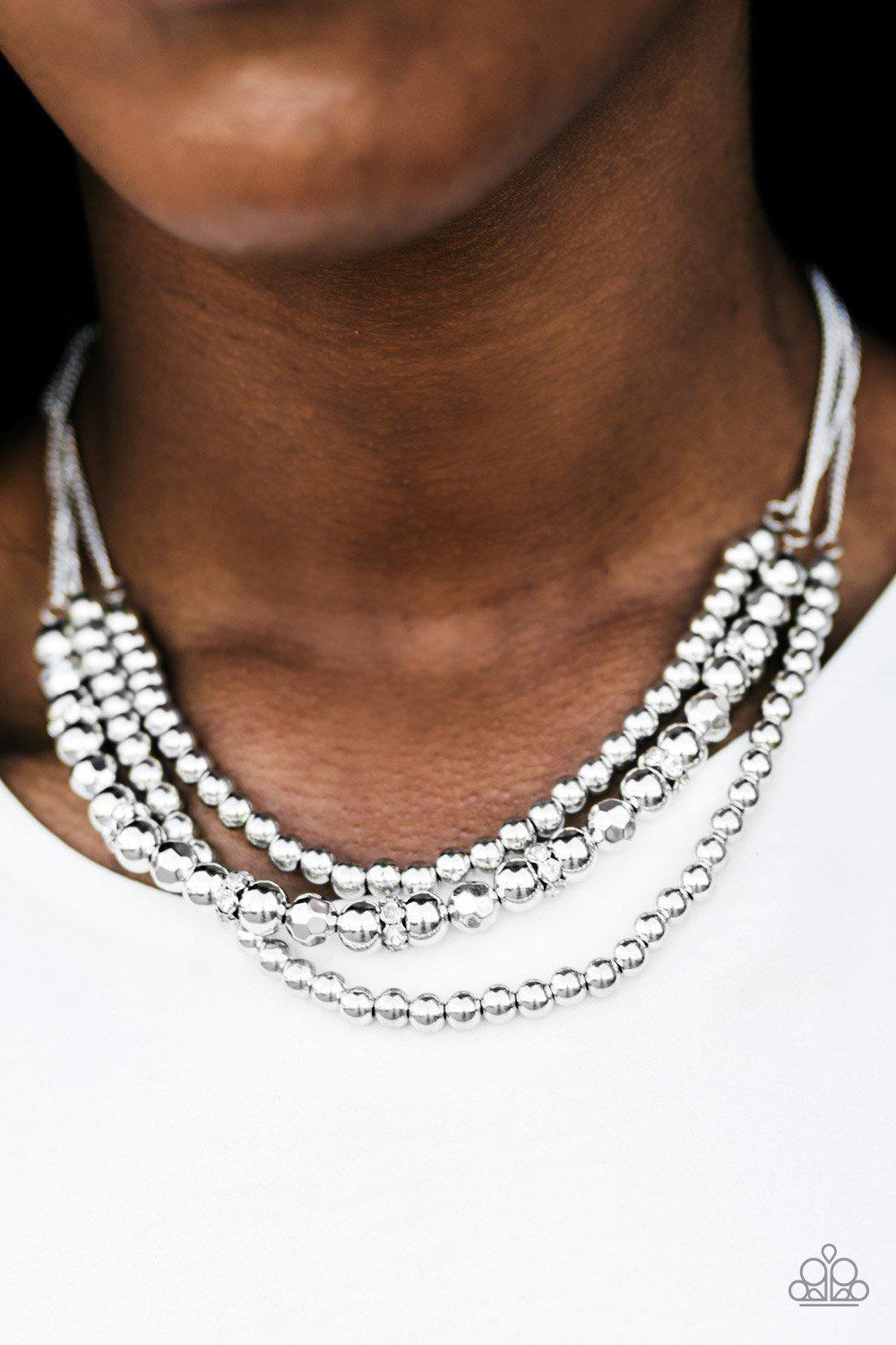 It&#39;s A Diva Thing Silver Necklace - Paparazzi Accessories-CarasShop.com - $5 Jewelry by Cara Jewels