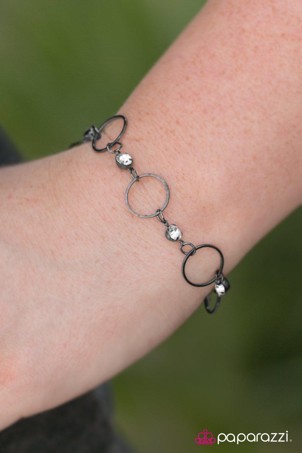 It&#39;s All In The Name Gunmetal Black Bracelet - Paparazzi Accessories-CarasShop.com - $5 Jewelry by Cara Jewels