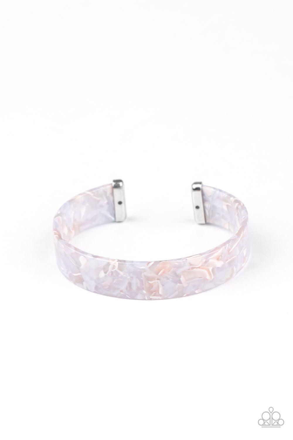 Its Getting HAUTE In Here Pink and White Acrylic Cuff Bracelet - Paparazzi Accessories-CarasShop.com - $5 Jewelry by Cara Jewels