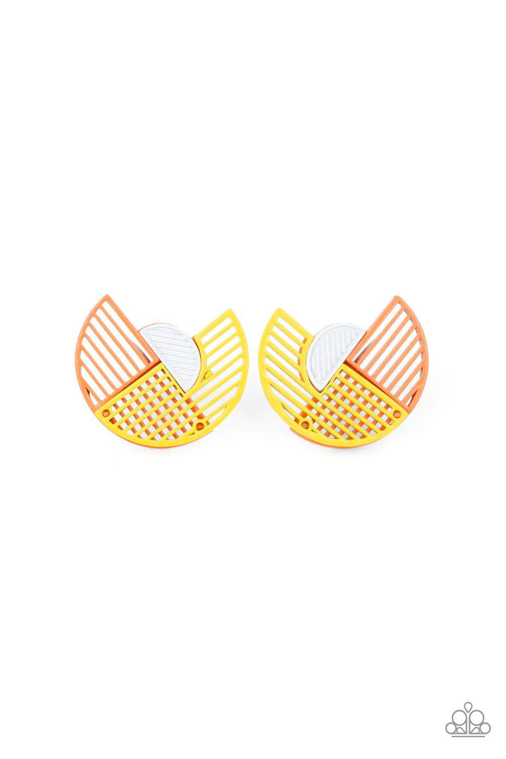 It&#39;s Just An Expression Yellow Earrings - Paparazzi Accessories- lightbox - CarasShop.com - $5 Jewelry by Cara Jewels