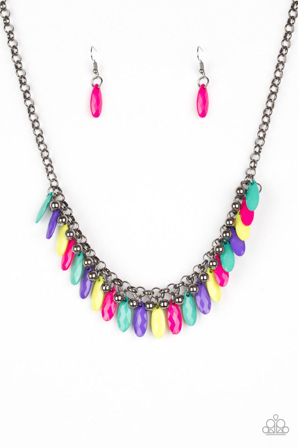Jersey Shore Multi-color Bead Necklace - Paparazzi Accessories-CarasShop.com - $5 Jewelry by Cara Jewels